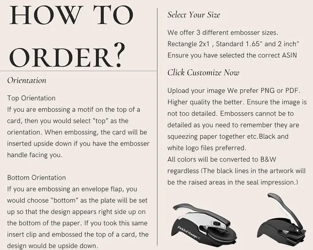 Alt view image 2 of 2 - Custom Logo Embosser Seal Stamp Your Own Design Personalized Rectangle or Round 2X 1 or 1 x 5/8" or 2 inch (1.65" Round)