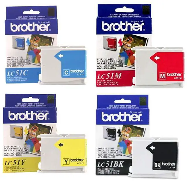 Main image of Genuine 4-Color LC51 Cyan Magenta Yellow and Black Ink Cartridge Set, LC51BK, LC51C, LC51M, LC51Y