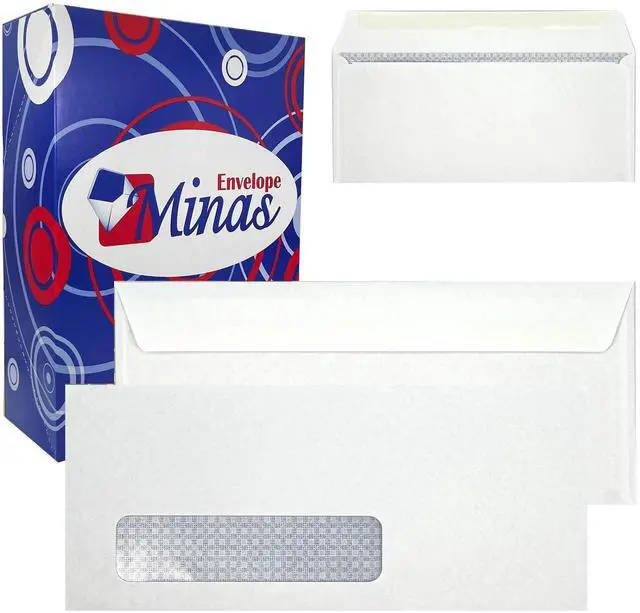 Main image of 1000 - No. 9 Business Envelopes, Left Window, 3 7/8 x 8 7/8 Inches, 24lb White Paper with Blue Tint, Security Gum Flap, 500 Count, Made in USA, 1000 Count