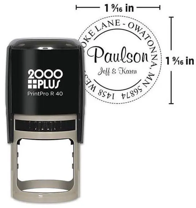 Main image of 2000 Plus PrintPro Custom Logo Rubber Stamps Round Self-Inking Stamp Personalized Business or Craft Stamp. Black, Red, Blue, Green, Violet (1.6" Round)
