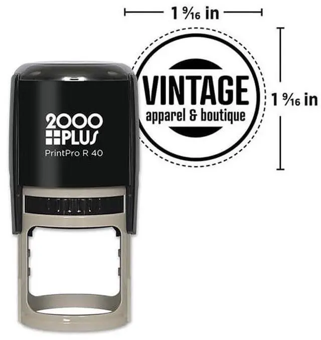 Main image of 2000 Plus PrintPro R40 Custom Logo Rubber Stamps, Round Self-Inking Stamp, I 1 9/16 Inch Diameter Impression, Personalized Business or Craft Stamp. Available in Black, Red, Blue, Green, Violet
