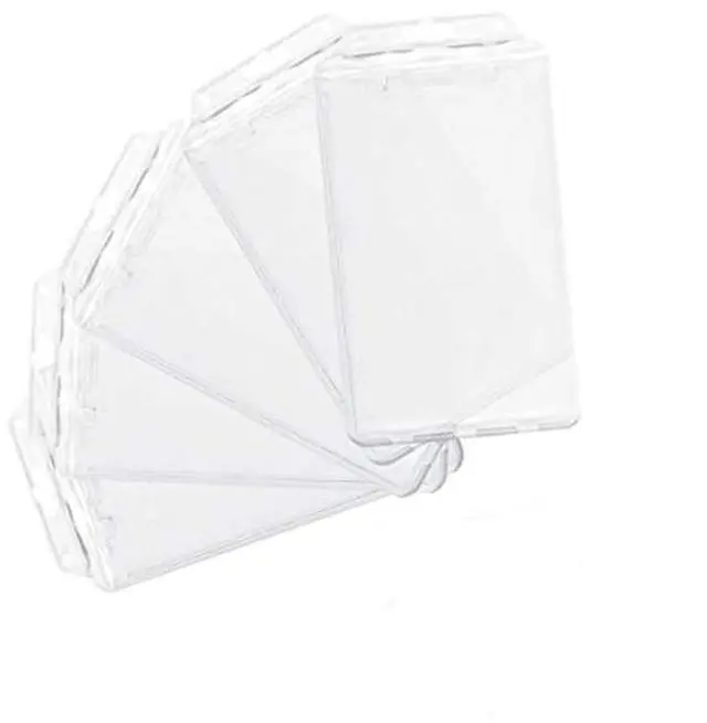 Alt view image 7 of 7 - 5 Pack - Permanent Locking Hard Plastic Badge Holder - Vertical Clear Heavy Duty Secure Case Holder for One or Two I'd Cards by
