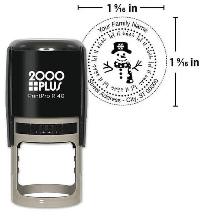 Main image of 2000 Plus PrintPro R40 Round Holiday Stamp Custom Logo Rubber Stamps, Round Self-Inking Stamp, I 1 9/16 Inch Diameter Impression, Personalized Business or Craft Stamp