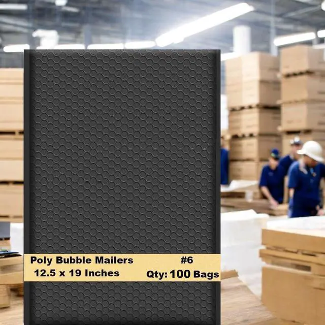 Alt view image 4 of 7 - 12.5x19 Inch Black Poly Bubble Mailers #6, 100-Pack Large Padded Shipping Envelopes with Self-Seal Adhesive Bags for Clothing, Non-Fragile Electronics & Accessories Packaging