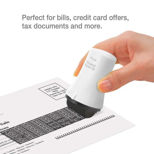 Alt view image 4 of 7 - Guard Your ID Wide Identity Theft Protection Roller Stamp for Mail, White