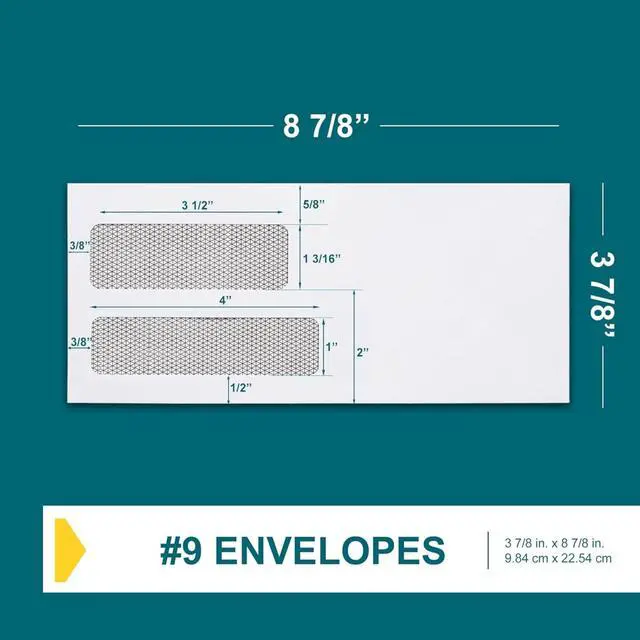 Alt view image 3 of 6 - 2500#9 Double Window Envelopes Self Seal, 3 7/8 x 8 7/8" Security Tinted Envelopes for Invoices & Statements, Business Mailing Envelopes with Windows, Bright White 24lb Paper no. 9