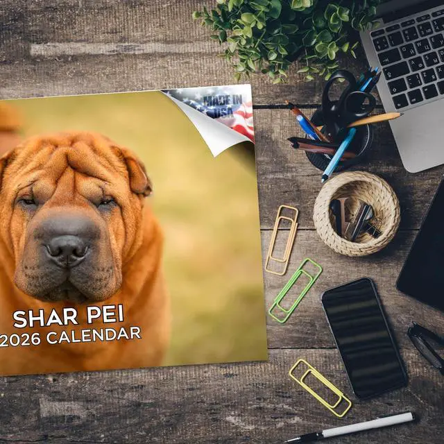 Alt view image 5 of 7 - Shar Pei Calendar 2026 2027 14 Month Wall Calendar | Dog Lover Gift, Thick 100# No-Bleed Paper, Large Writing Blocks, Made in USA, Wrinkle Dog Photos, Teacher Gift
