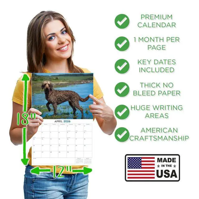 Alt view image 4 of 7 - Labradoodle Calendar 2026 2027 14 Month Wall Calendar | Dog Lover Gift, Thick 100# No-Bleed Paper, Large Writing Blocks, Made in USA, Doodle Decor, Teacher Gift