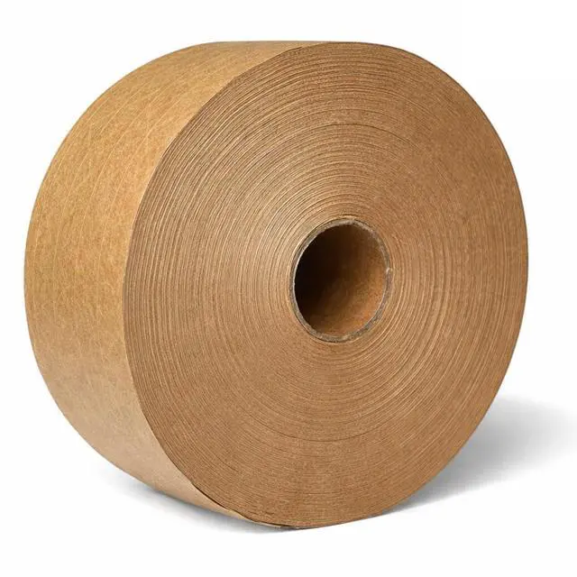 Main image of 3'' x 650 Feet Reinforced Water Activated Gummed Kraft Paper Tape, for Standard-Duty 30 lbs Break Strength, Secure Packing Shipping, Tamper Evident Gummed Tape, Brown - 1 Roll