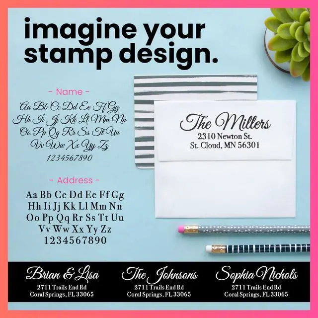 Alt view image 2 of 6 - Personalized Return Address Stamp Custom Self Inking Rubber Stamp (Medium, Great Vibes)