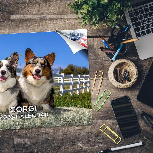 Alt view image 5 of 7 - Corgi Calendar 2026 2027 14-Month Welsh Corgi Wall Academic | Dog Lover Gift, Thick 100# No-Bleed Paper, Large Writing Blocks, Made in USA, Corgi Butt Photos, Teacher Gift
