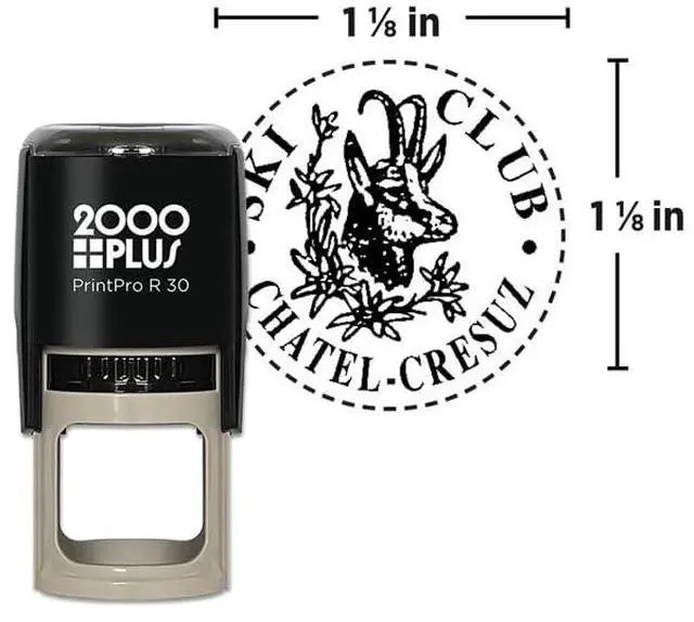 Main image of 2000 Plus PrintProR30 Round Stamp Custom Logo Rubber Stamps, Round Self-Inking Stamp, I 1 1/8 Inch Diameter Impression, Personalized Business or Craft Stamp