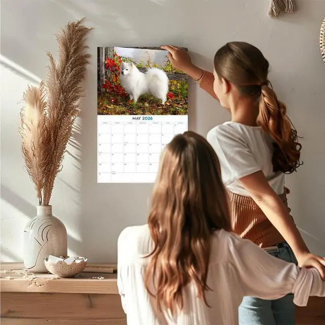 Alt view image 2 of 7 - American Eskimo Dog Calendar 2026 2027 14-Month Eskie Wall Academic | Dog Lover Gift, Thick 100# No-Bleed Paper, Large Writing Blocks, Made in USA, Fluffy Dog Decor, Teacher Gift