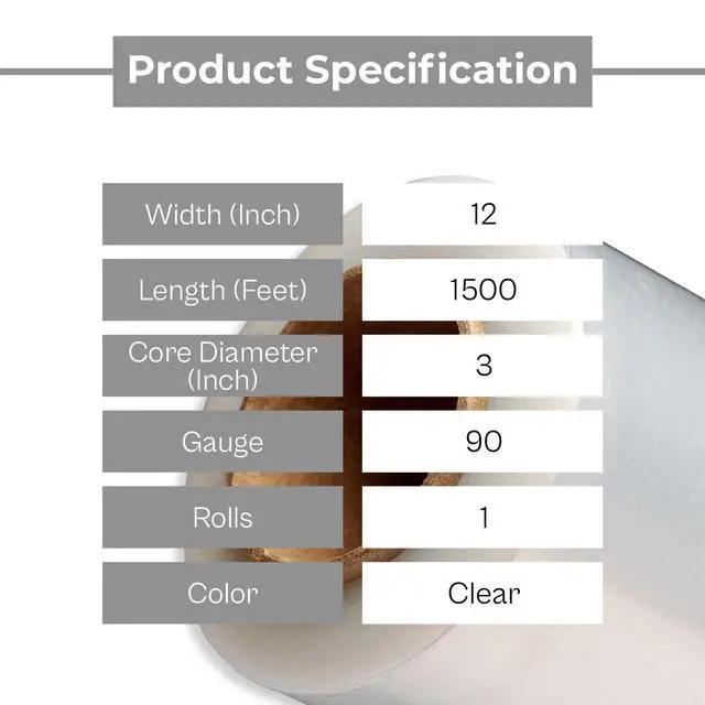 Alt view image 3 of 7 - PSBM Hand Stretch Film/Wrap, 1 Roll 12 Inch x 1500 Feet 90 Gauge Heavy Duty up to 800% Ultimate Stretch Clear Plastic Wrap Industrial Strength Shrink Film for Moving, Packing & Shipping