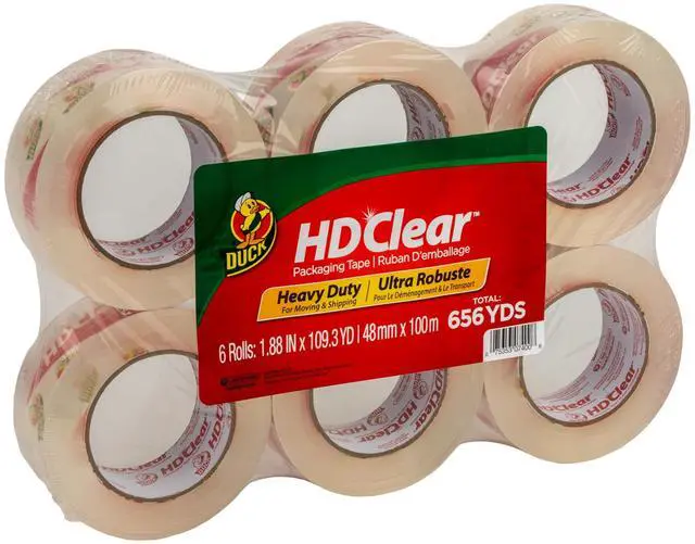 Main image of HD Clear Heavy Duty Packing Tape, 1.88 Inch x 109 Yards, 6 Rolls (299016)