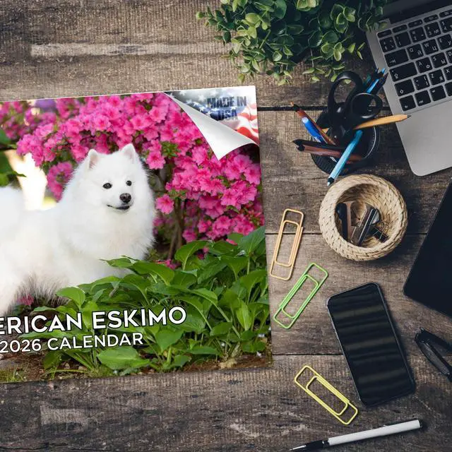 Alt view image 5 of 7 - American Eskimo Dog Calendar 2026 2027 14-Month Eskie Wall Academic | Dog Lover Gift, Thick 100# No-Bleed Paper, Large Writing Blocks, Made in USA, Fluffy Dog Decor, Teacher Gift
