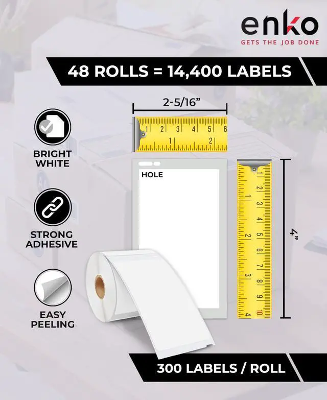 Alt view image 2 of 6 - 30256 48 Rolls | 14400 Address and Shipping Labels (2-5/16 x 4 in) | Direct Thermal Return Mailing and Barcode Labels Compatible with Dymo LabelWriter 450 Turbo and 4XL Printers
