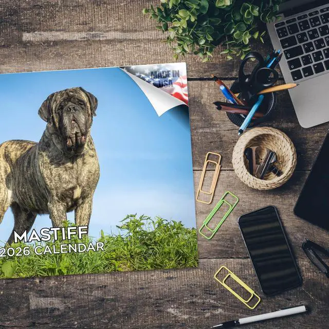 Alt view image 5 of 7 - English Mastiff Calendar 2026 2027 14-Month Mastiff Wall Academic | Dog Lover Gift, Thick 100# No-Bleed Paper, Large Writing Blocks, Made in USA, Gentle Giant Decor, Teacher Gift