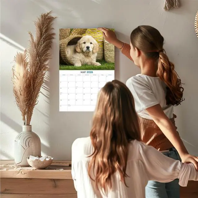 Alt view image 2 of 7 - Golden Retriever Puppy Calendar 2026 2027 14 Month Wall Calendar | Dog Lover Gift, Thick 100# No-Bleed Paper, Large Writing Blocks, Made in USA, Puppy Photos, Teacher Gift