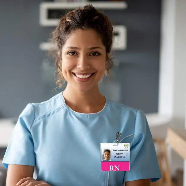 Alt view image 5 of 7 - 5 Pack - Pink RN Badge Buddy - Horizontal- Heavy Duty Spill Proof & Tear Resistant Cards - Double Sided- Quick Role Identifier ID Buddies for Registered Nurse - Printed in The USA by