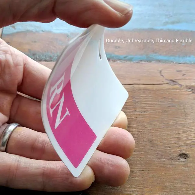 Alt view image 6 of 7 - 5 Pack - Pink RN Badge Buddy - Horizontal- Heavy Duty Spill Proof & Tear Resistant Cards - Double Sided- Quick Role Identifier ID Buddies for Registered Nurse - Printed in The USA by