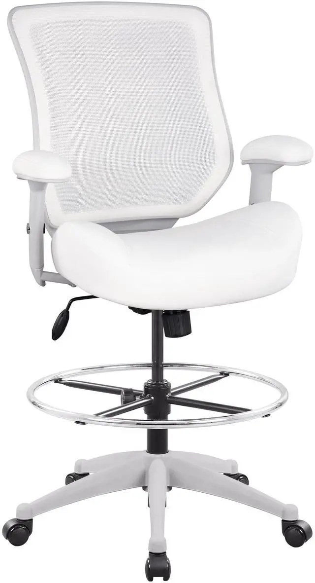 Main image of 400lbs Mesh Ergonomic Office Drafting Chair Big Adjustable Foot Ring Height Adjustable Armrest (Wht)