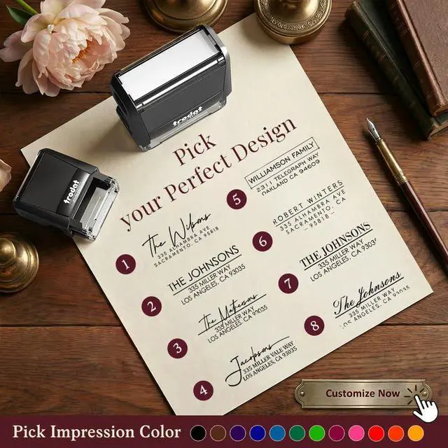 Alt view image 3 of 7 - Personalized Address Stamp Self-Inking Minimal Beautiful Elevated Return Address Rubber Stamper - Custom, Clear Image Every Time, Made in USA -1-1/2 Inch Small - 1 Count