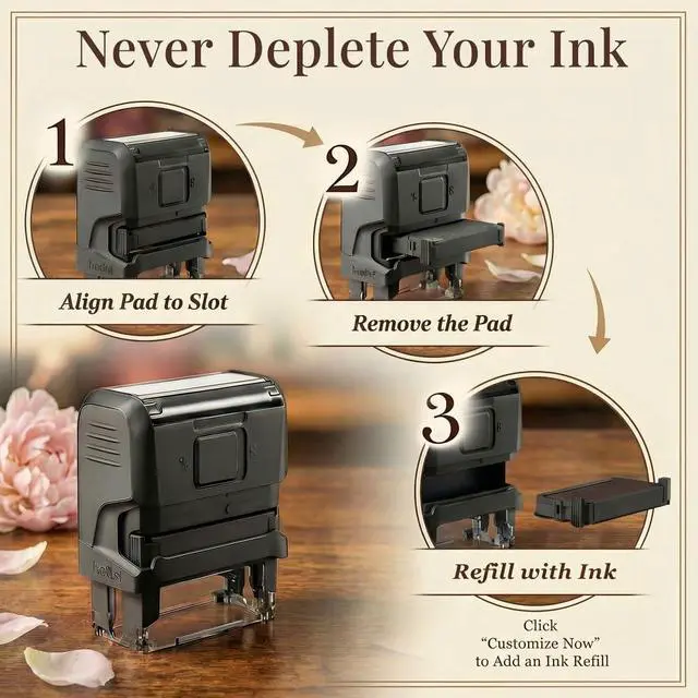 Alt view image 7 of 7 - Personalized Address Stamp Self-Inking Minimal Beautiful Elevated Return Address Rubber Stamper - Custom, Clear Image Every Time, Made in USA -1-1/2 Inch Small - 1 Count