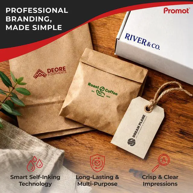 Alt view image 2 of 7 - Custom Logo Stamp - Personalized Your Business Text or Logo (XLarge) | Professional Brand Impressions, Crisp & Consistent Impressions, Fast One-Hand Operation, Built-In Self-Inking Mechanism