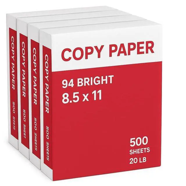 Main image of Copy Paper 4 Reams, 500 Sheets Each, 94 Bright, 8.5 x 11" Multipurpose Printer Paper for Home, Office, School Jam-Free, Acid-Free, High Performance