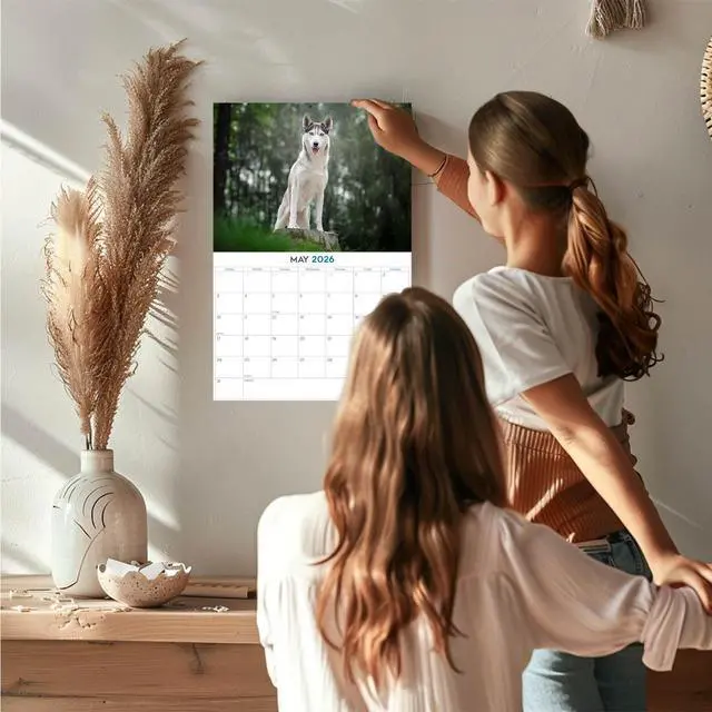Alt view image 2 of 7 - Husky Calendar 2026 2027 14-Month Siberian Husky Wall Academic | Dog Lover Gift, Thick 100# No-Bleed Paper, Large Writing Blocks, Made in USA, Sled Dog Decor, Teacher Gift