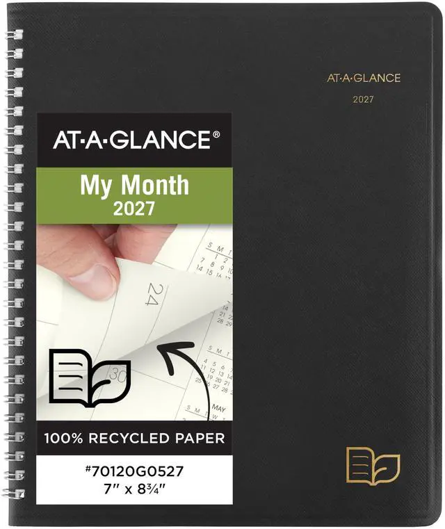 Main image of 2027 Planner, Monthly, 7" x 8.75", Tabbed, Unruled Daily Blocks, Recycled Black (70120G0527)