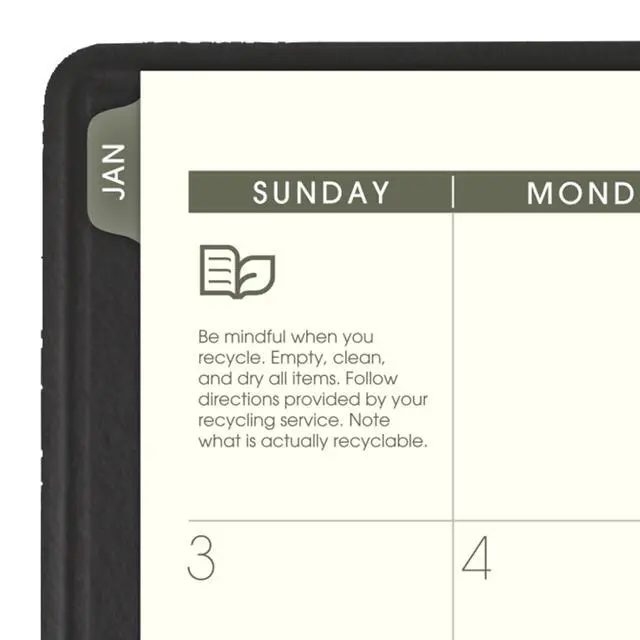 Alt view image 4 of 7 - 2027 Planner, Monthly, 7" x 8.75", Tabbed, Unruled Daily Blocks, Recycled Black (70120G0527)