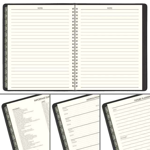 Alt view image 7 of 7 - 2027 Planner, Monthly, 7" x 8.75", Tabbed, Unruled Daily Blocks, Recycled Black (70120G0527)