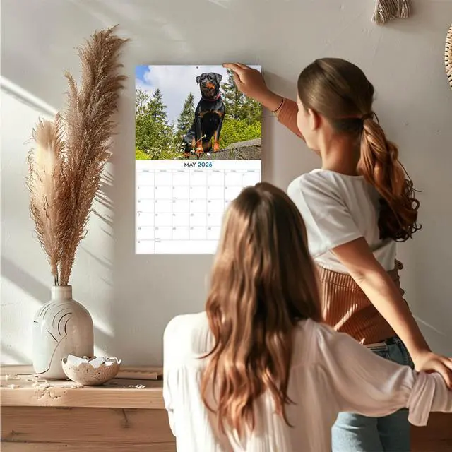 Alt view image 2 of 7 - Rottweiler Calendar 2026 2027 14 Month Wall Calendar | Dog Lover Gift, Thick 100# No-Bleed Paper, Large Writing Blocks, Made in USA, Guardian Dog Decor, Teacher Gift