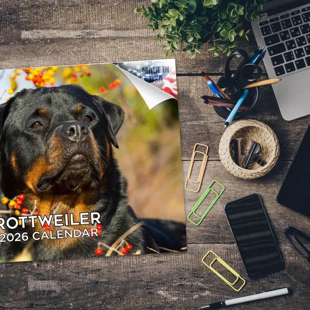 Alt view image 5 of 7 - Rottweiler Calendar 2026 2027 14 Month Wall Calendar | Dog Lover Gift, Thick 100# No-Bleed Paper, Large Writing Blocks, Made in USA, Guardian Dog Decor, Teacher Gift