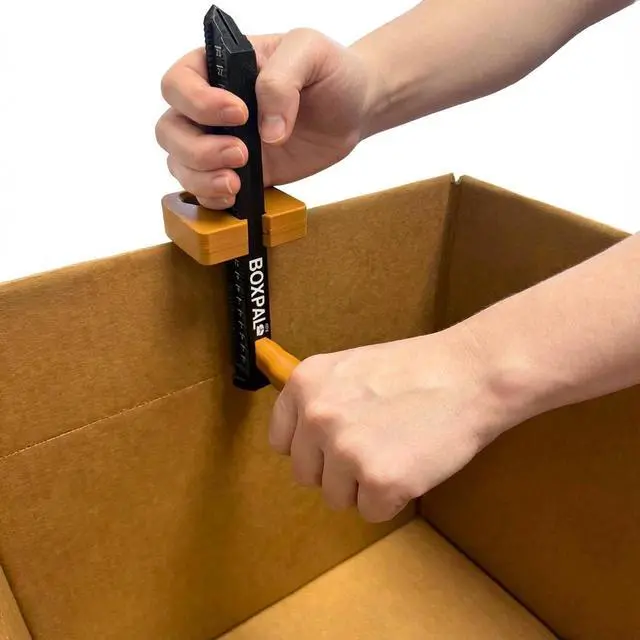 Alt view image 2 of 6 - All-in-1 Box Resizer Tool, Cardboard Cutter & Scoring Wheel 2Pcs | Carton sizer & box maker for packing stations; cuts shipping costs, adjustable depth guide, retractable blade, Made in USA