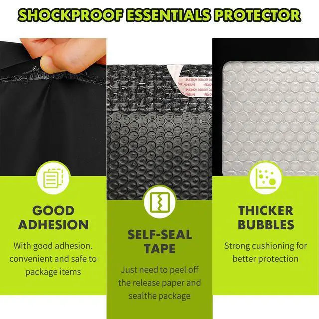Alt view image 3 of 7 - Black Bubble Mailers 10x12 Inch Padded Envelopes 30 Pack | Strong Self-Seal, Waterproof Poly Bag, Cushion Shipping Envelopes, for Mailing Jewelry & Makeup, Small Business Packaing