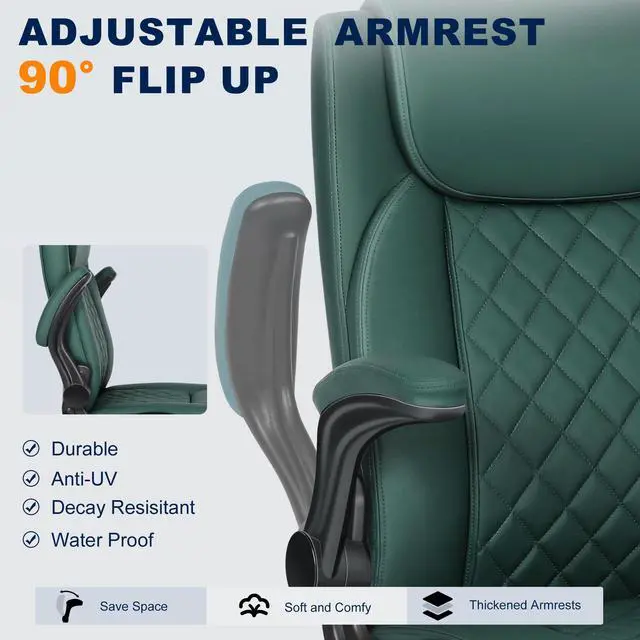 Alt view image 3 of 5 - Drafting Chair, Tall Office Chair for Standing Desk, PU Leather Counter Computer Chairs with Adjustable Height, Rocking Function, 360° Swivel Wheels for Bar Office