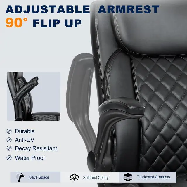 Alt view image 5 of 7 - Drafting Chair with Footrest Ring, Tall Office Chair for Standing Desk, PU Faux Leather Bar Counter Height Chairs with Adjustable Height, 360° Swivel Wheels for Garage Office, Black