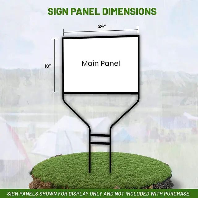 Alt view image 4 of 6 - Real Estate Steel Banjo-Style Rod Sign Frame, 18 x 24 in, Black, 3 Packs | Powder-Coated, Ground Mount, Rust-Resistant, Fits Aluminum & Corrugated Panels, Weighs 9 lbs, 45-in Height, Pointed Legs