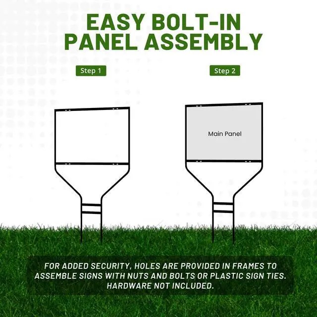 Alt view image 3 of 6 - Real Estate Steel Banjo-Style Rod Sign Frame, 18 x 24 in, Black, 1 Pack | Powder-Coated, Ground Mount, Rust-Resistant, Fits Aluminum & Corrugated Panels, Weighs 9 lbs, 45-in Height, Pointed Legs
