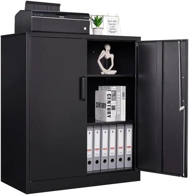 Main image of Metal Storage Cabinets with Lock, Small Locker Steel Cabinets, Adjustable Shelves 2 Doors for Home,Office, Warehouse,Garage(Black-36)