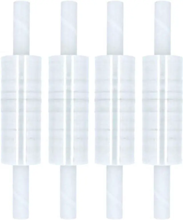 Main image of PSBM Stretch Wrap with Handles, 4 Rolls 10 Inch x 1000 Feet 80 Gauge Heavy Duty Clear Plastic Wrap Industrial Strength Shrink Film for Moving, Packing & Shipping