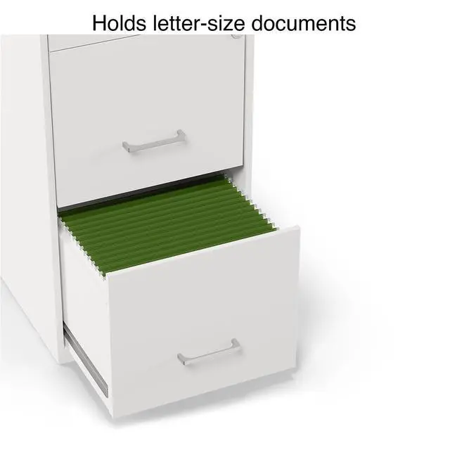 Alt view image 5 of 7 - 3-Drawer Vertical File Cabinet, Letter Size, Lockable, White | Mobile rolling cabinet, 18.9in D x 14.3in W x 26.9in H, for secure document storage