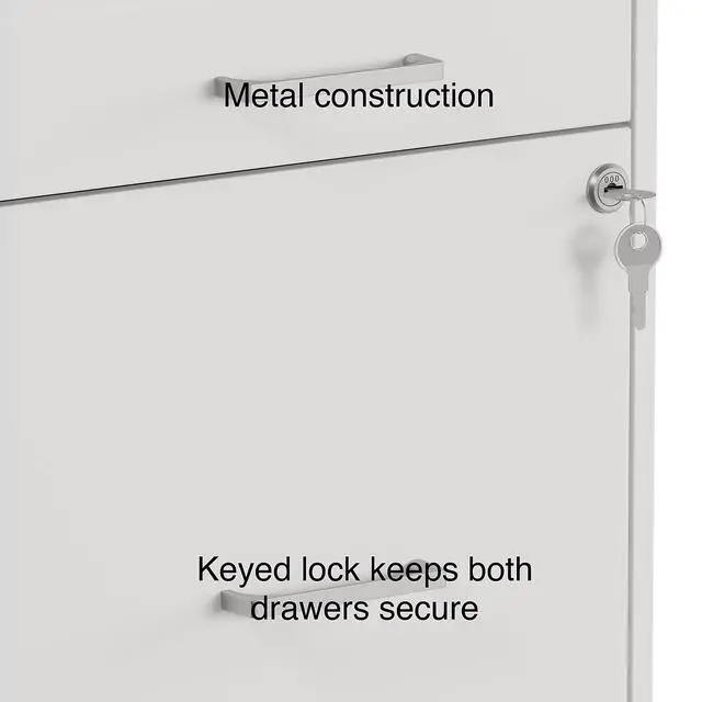Alt view image 7 of 7 - 3-Drawer Vertical File Cabinet, Letter Size, Lockable, White | Mobile rolling cabinet, 18.9in D x 14.3in W x 26.9in H, for secure document storage