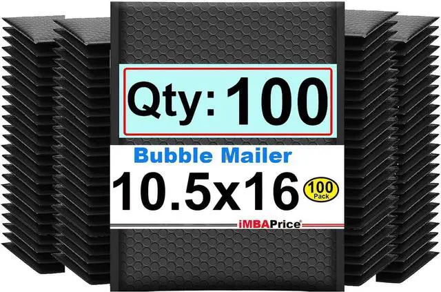 Main image of 10.5x15.25 Inch Black Poly Bubble Mailers #5, 100-Pack Large Self-Seal Padded Envelopes, Waterproof Shipping Mailers for Tablets, Electronics, Headphones & Gadgets