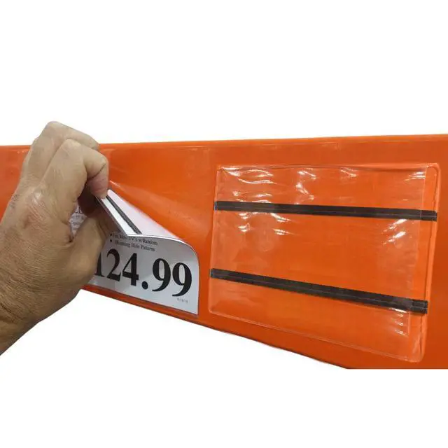 Alt view image 3 of 6 - Pallet Rack Sign Holder Kit Clear Vinyl Pouch with Magnet for 4" H x 6" L Cards - 50 Pack