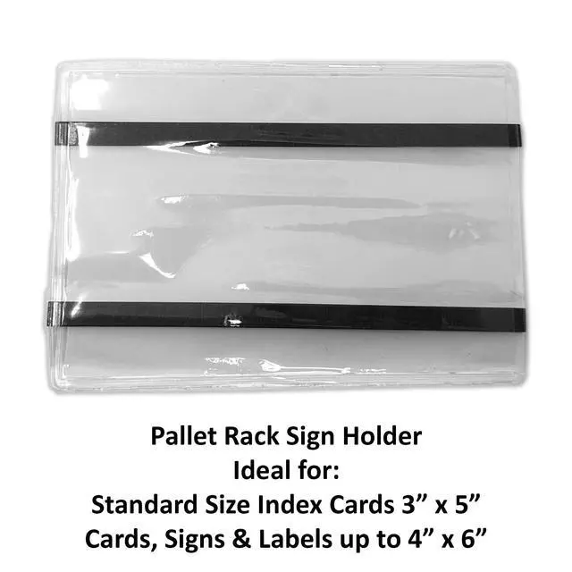 Alt view image 5 of 6 - Pallet Rack Sign Holder Kit Clear Vinyl Pouch with Magnet for 4" H x 6" L Cards - 50 Pack