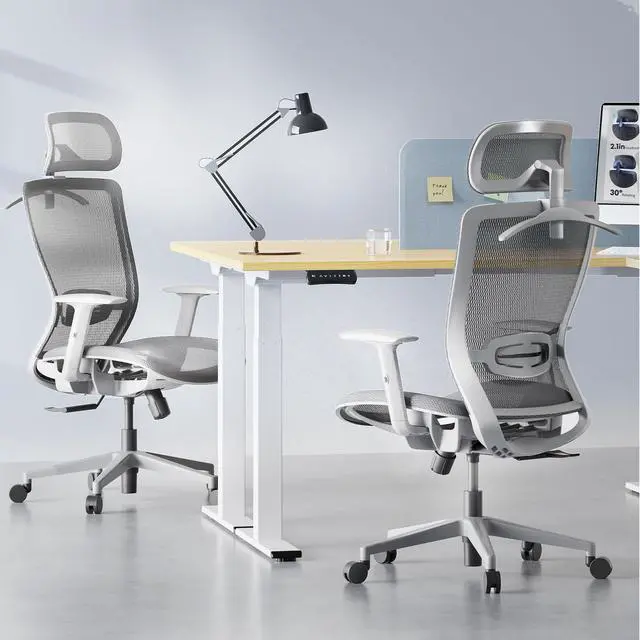 Alt view image 2 of 7 - Ergonomic Office Chair High Back Mesh Swivel Computer Chair Executive Office Desk Chairs with Adjustable Lumbar Support/2D Headrest/90-130° 3-Level Reclining, OC3 Air, Light Gray